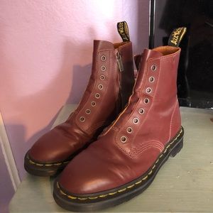 Dr. Martens Maroon Side Zipper Boots
